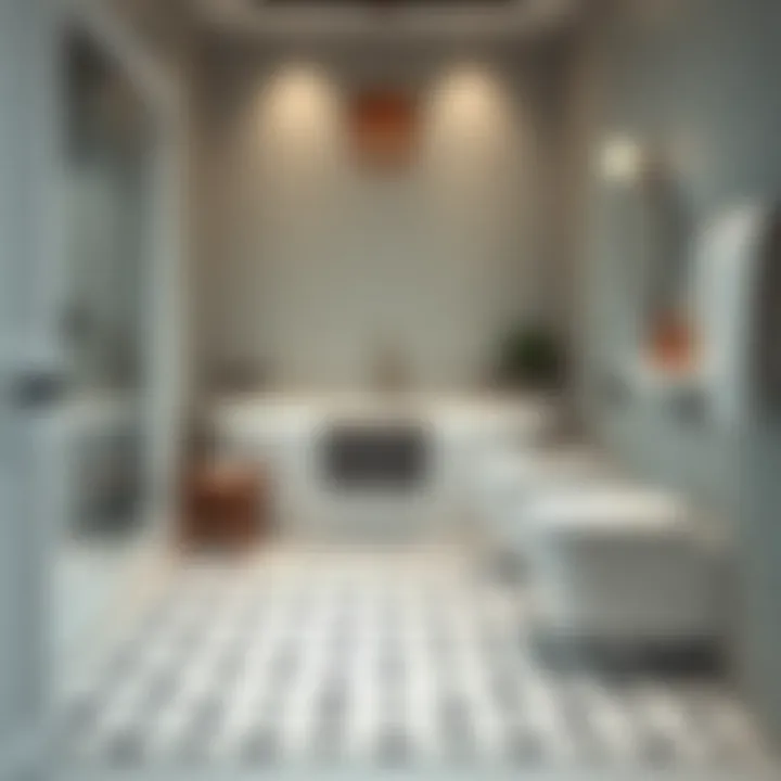 Stylish bathroom showcasing polka dot rug in a modern setting