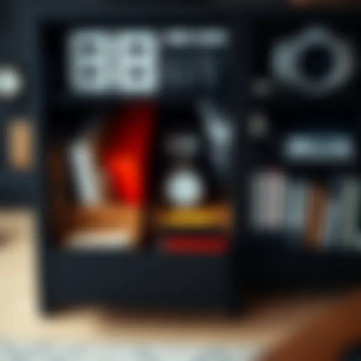 Organized Black Drawer Unit with Office Supplies Organized black drawer unit showcasing various office supplies