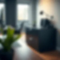 Sleek black desk drawer unit in a modern workspace