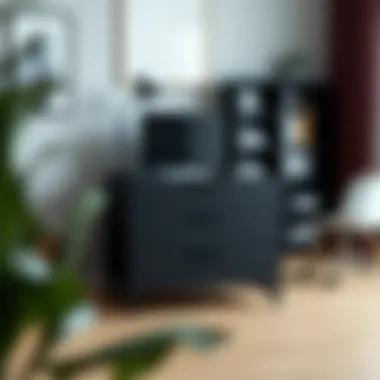 Trendy Black Desk Drawer Unit in a Contemporary Office Trendy black desk drawer unit in a contemporary office setting