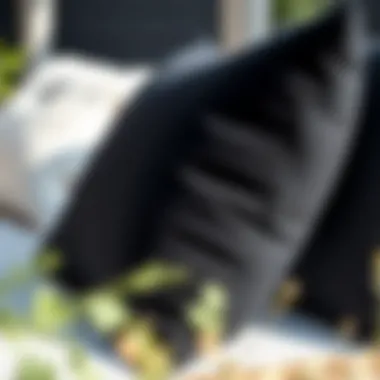 Black outdoor seat cushion showcasing texture and material