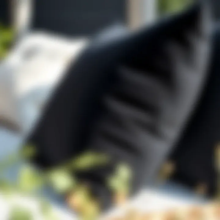 Black outdoor seat cushion showcasing texture and material