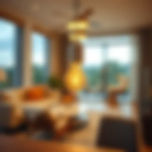 A close-up view of a 4.5 watt LED bulb illuminating a modern living space.