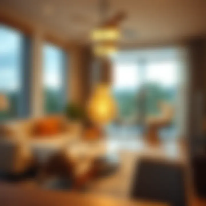 A close-up view of a 4.5 watt LED bulb illuminating a modern living space.