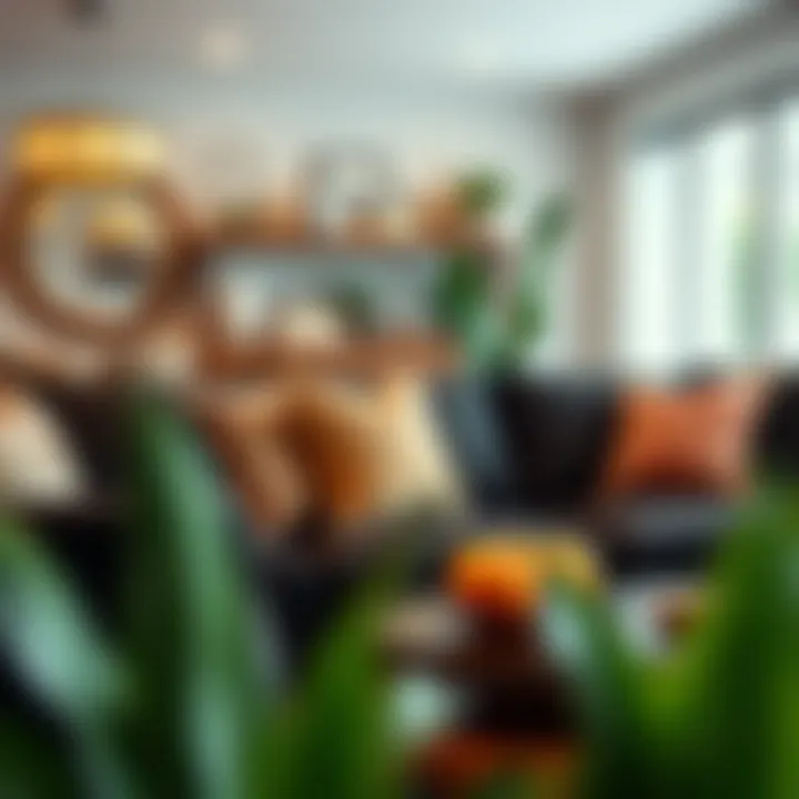 Comfortable black sectional couch adorned with decorative pillows