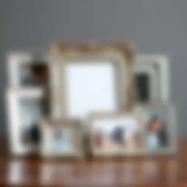 Decorative Arrangement of Silver Photo Frames Decorative arrangement with multiple silver photo frames