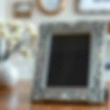 Intricate Design of a Silver Photo Frame Elegant silver photo frame showcasing intricate design