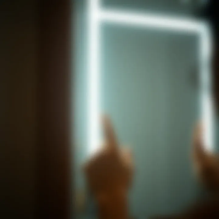 Close-up of the lighting features in a 36 inch medicine cabinet