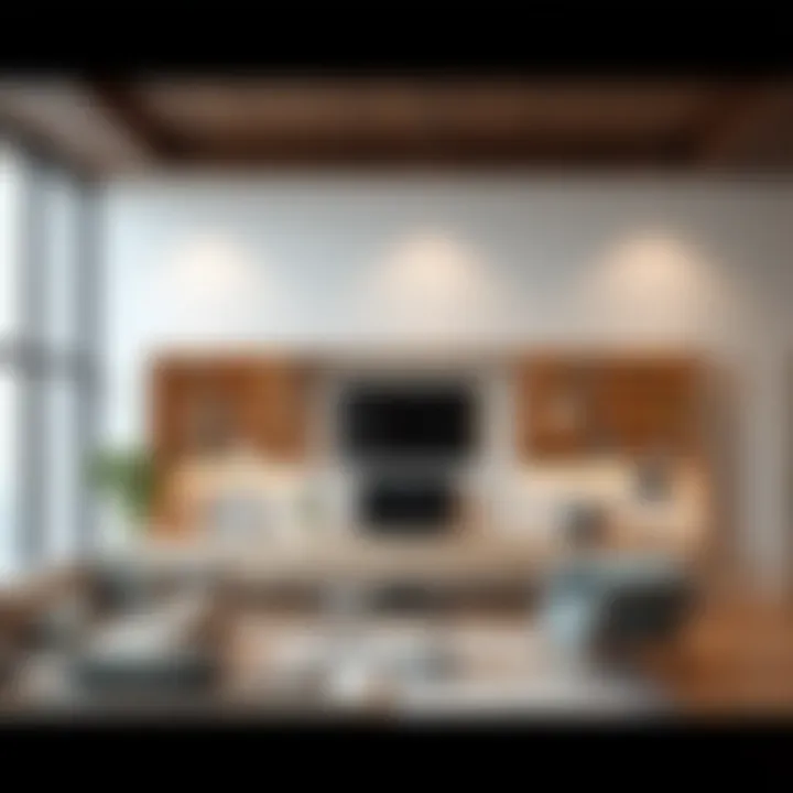 Aesthetic Appeal of Floating Desk Bookshelves Elegant floating desk bookshelf in a modern living room