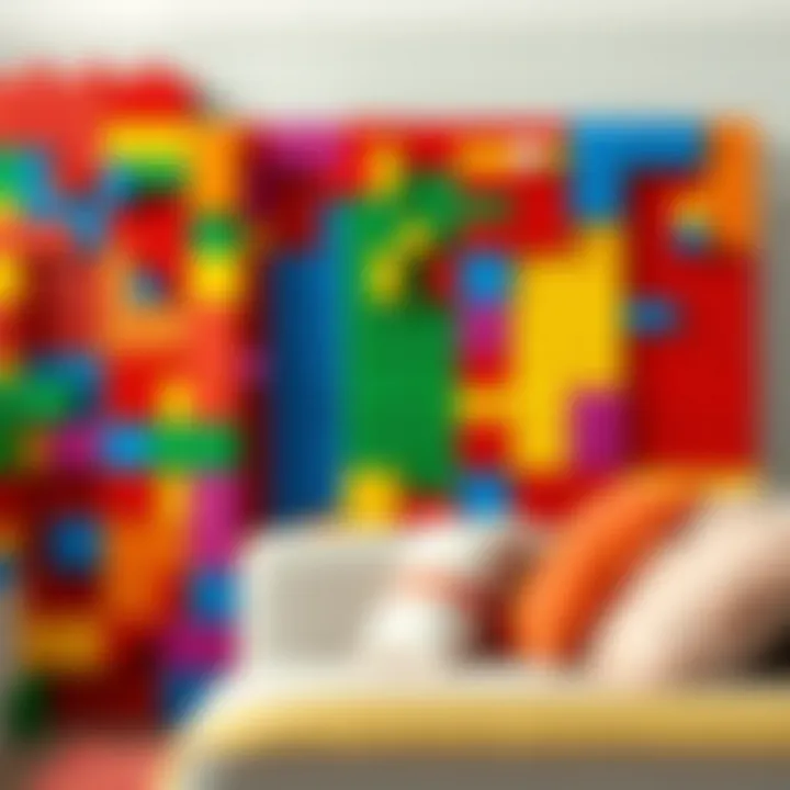 Detail View of Playful Lego Blocks as Room Divider Close-up of colorful Lego blocks forming a unique partition