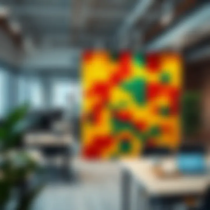 Giant Lego Divider Enhancing Collaboration in Office Space An office environment featuring a giant Lego divider for collaboration