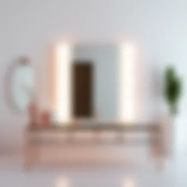 Trendy glass vanity set with unique shape and finish