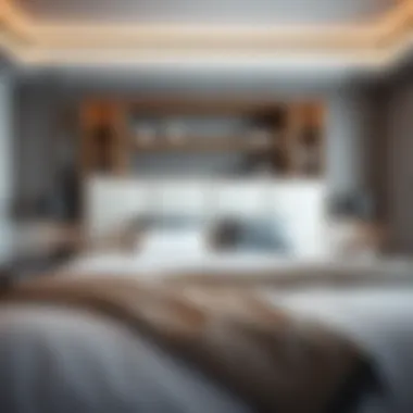 Modern Headboard with Concealed Shelves Modern bedroom showcasing a stylish headboard with concealed shelves