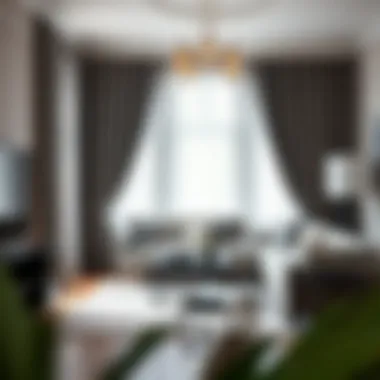 Elegant Houndstooth Drapes in a Modern Setting Elegant houndstooth drapes enhancing a modern living room