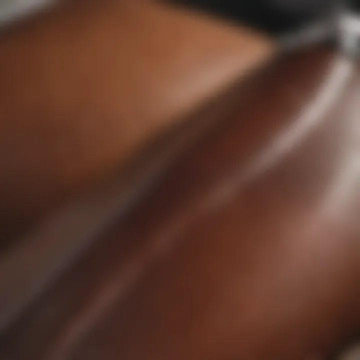 Close-up of leather being treated with Kevian cleaner