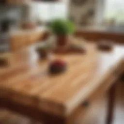 Elegant butcher block kitchen work table showcasing rich wood grains