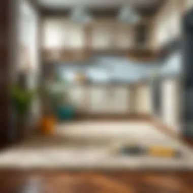 Maintenance Tips for Large Kitchen Rugs Maintenance tips for large kitchen rugs displayed with cleaning tools