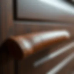 Elegant leather cabinet pull showcasing texture and style