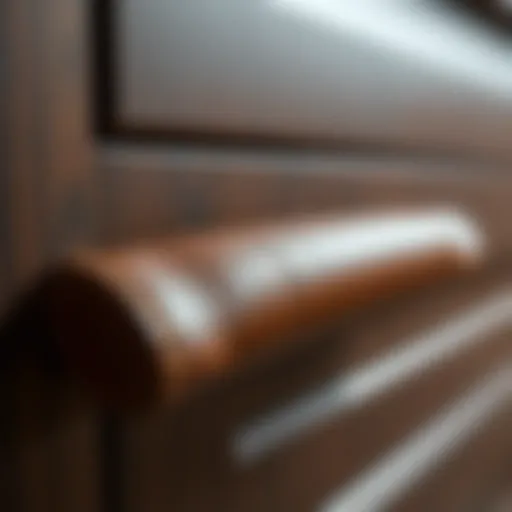 Elegant leather cabinet pull showcasing texture and style