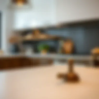 Combination of leather and brass pulls in modern kitchen