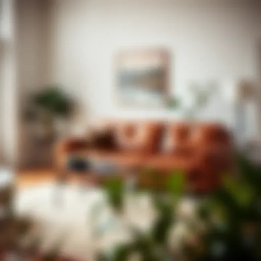 Elegant leather Klippan sofa in a minimalist living room setting