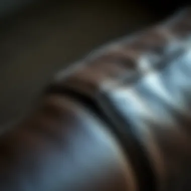 Close-up of the leather texture and stitching on the Klippan sofa