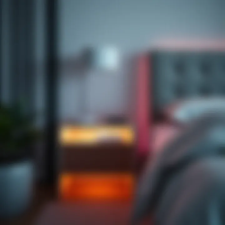 Modern LED Nightstand Features Modern LED nightstand with integrated lights