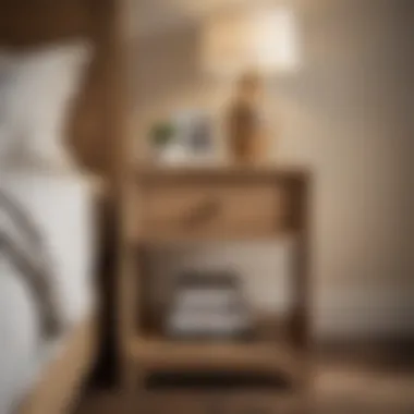 Stylish Design: Decorated Nightstand Stylish light wood nightstand with decorative elements
