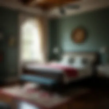 Cozy bedroom featuring a stylish sleigh bed