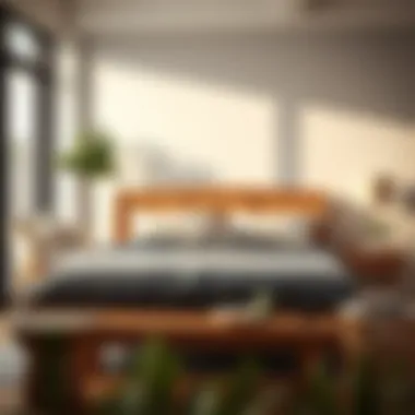 Sleigh bed with eco-friendly materials in a modern setting