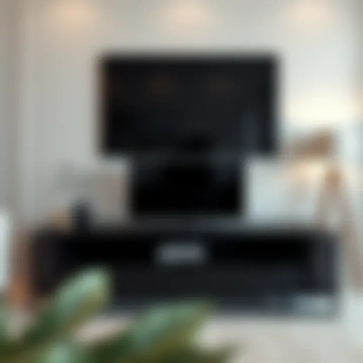 Stylish metal TV stand in modern living room