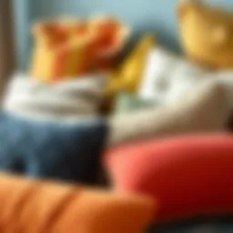 Artistic arrangement of modern pillow covers showcasing diverse textures and colors