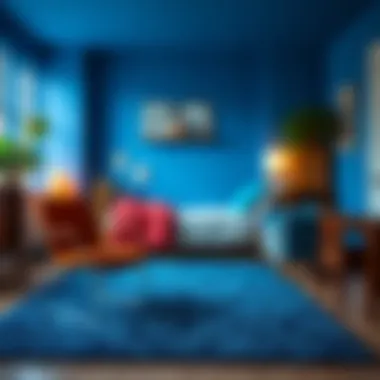 Blue dorm rug contributing to a vibrant ambiance