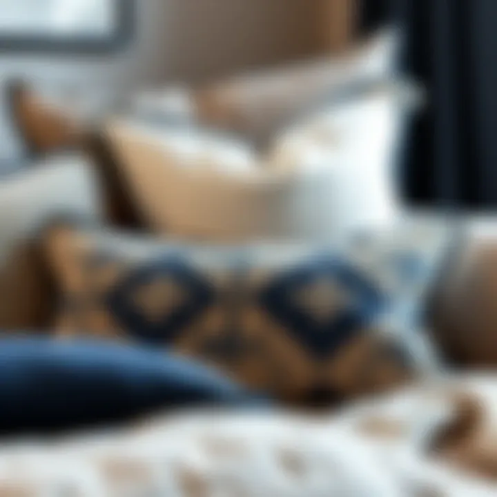 Variety of material options for navy and white pillow covers