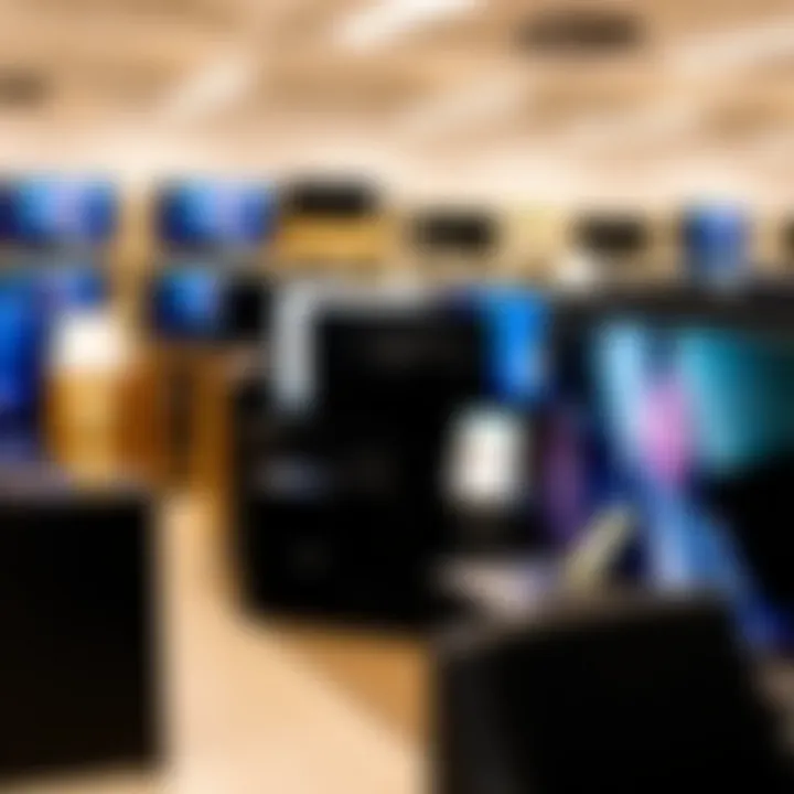 Selection of different TV stand styles in a retail store