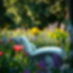 Elegant outdoor love seat nestled in a garden