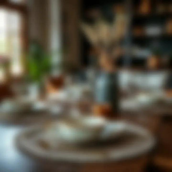 A beautifully arranged table featuring decorative ceramic placemats