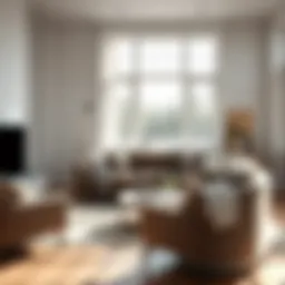 Minimalist Scandinavian living room with natural light