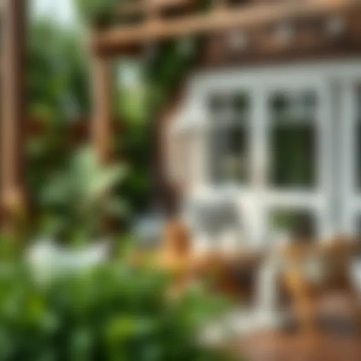 Outdoor Scandinavian-inspired space with greenery