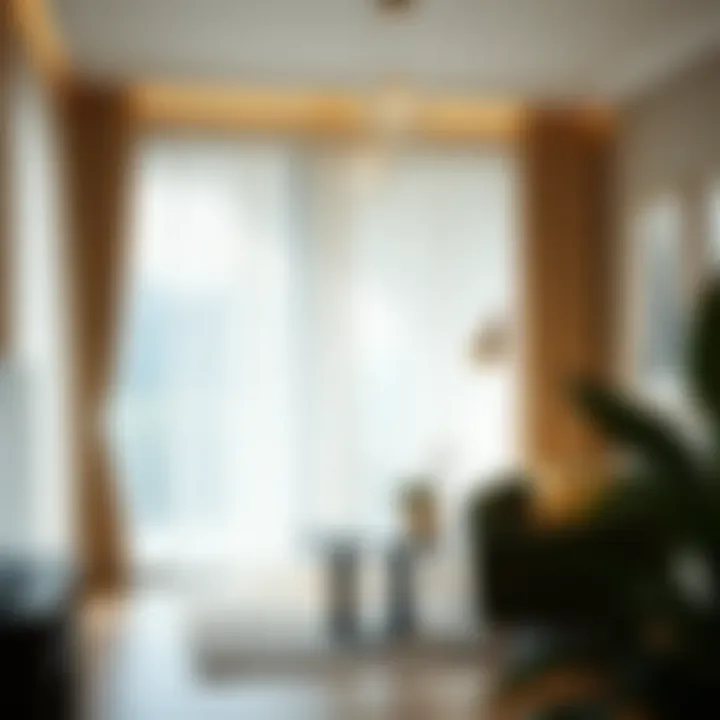 Stylish Interior with Sheer Curtains as a Design Element Stylish interior design featuring sheer curtains as a focal point
