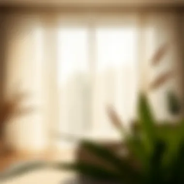 Natural Light Filtered Through Sheer Curtains Brightly lit room with sheer curtains enhancing natural light