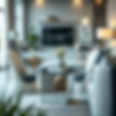 Stylish silver storage cube in a modern living room setup