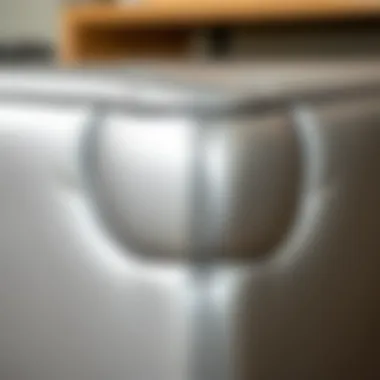 Close-up of texture and finish of a silver storage cube