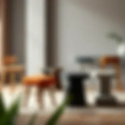 A collection of square stool chairs in various designs and materials showcasing their versatility