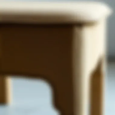 Craftsmanship and Material Selection Close-up of a square stool chair highlighting its material texture and craftsmanship