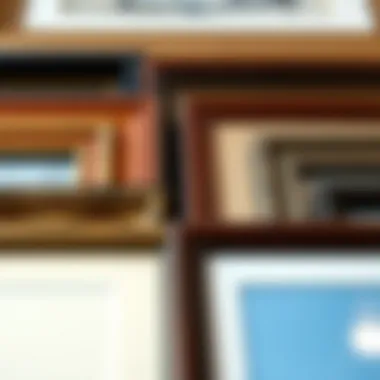 Close-up of various 8x20 frame styles and materials