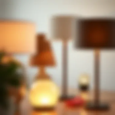 Variety of short wide lamps showcasing different materials