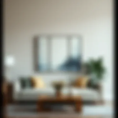 Three-piece canvas wall art arranged in a commercial space