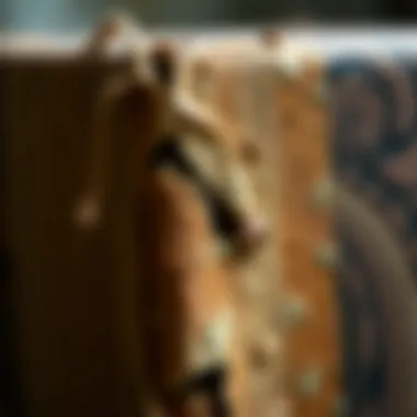 Close-up view of artistic textures on a wrapped canvas piece