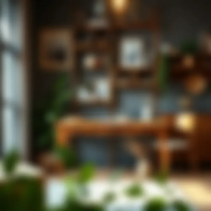 Rustic Wooden Desk in a Cozy Interior Rustic wooden desk in a cozy interior